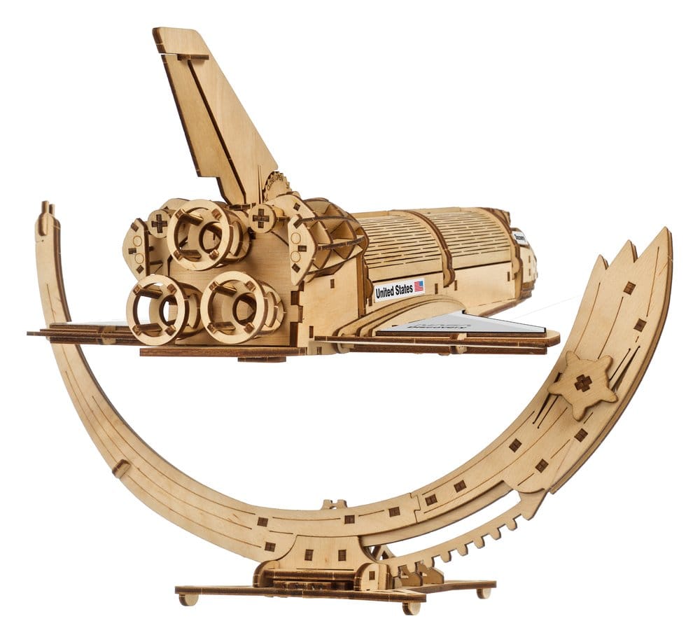 NASA Space Shuttle Discovery Modellino in Legno Ugears con Telescopio Hubble e Supporto Tensegrity