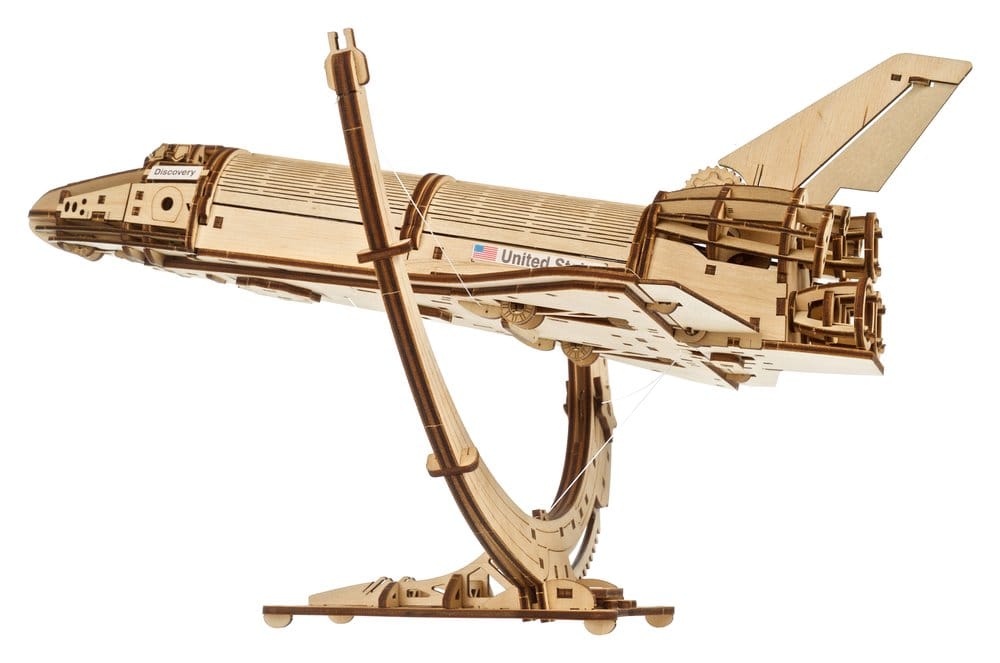 NASA Space Shuttle Discovery Modellino in Legno Ugears con Telescopio Hubble e Supporto Tensegrity