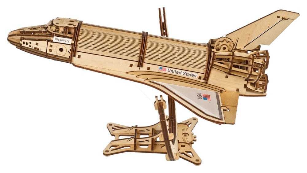 NASA Space Shuttle Discovery Modellino in Legno Ugears con Telescopio Hubble e Supporto Tensegrity