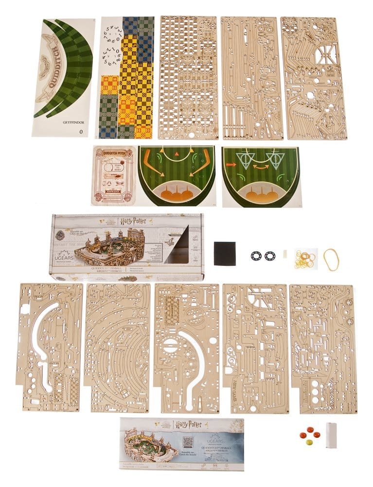 Ugears Harry Potter Quidditch Flipper Pinball, Modellino in Legno da Costruire