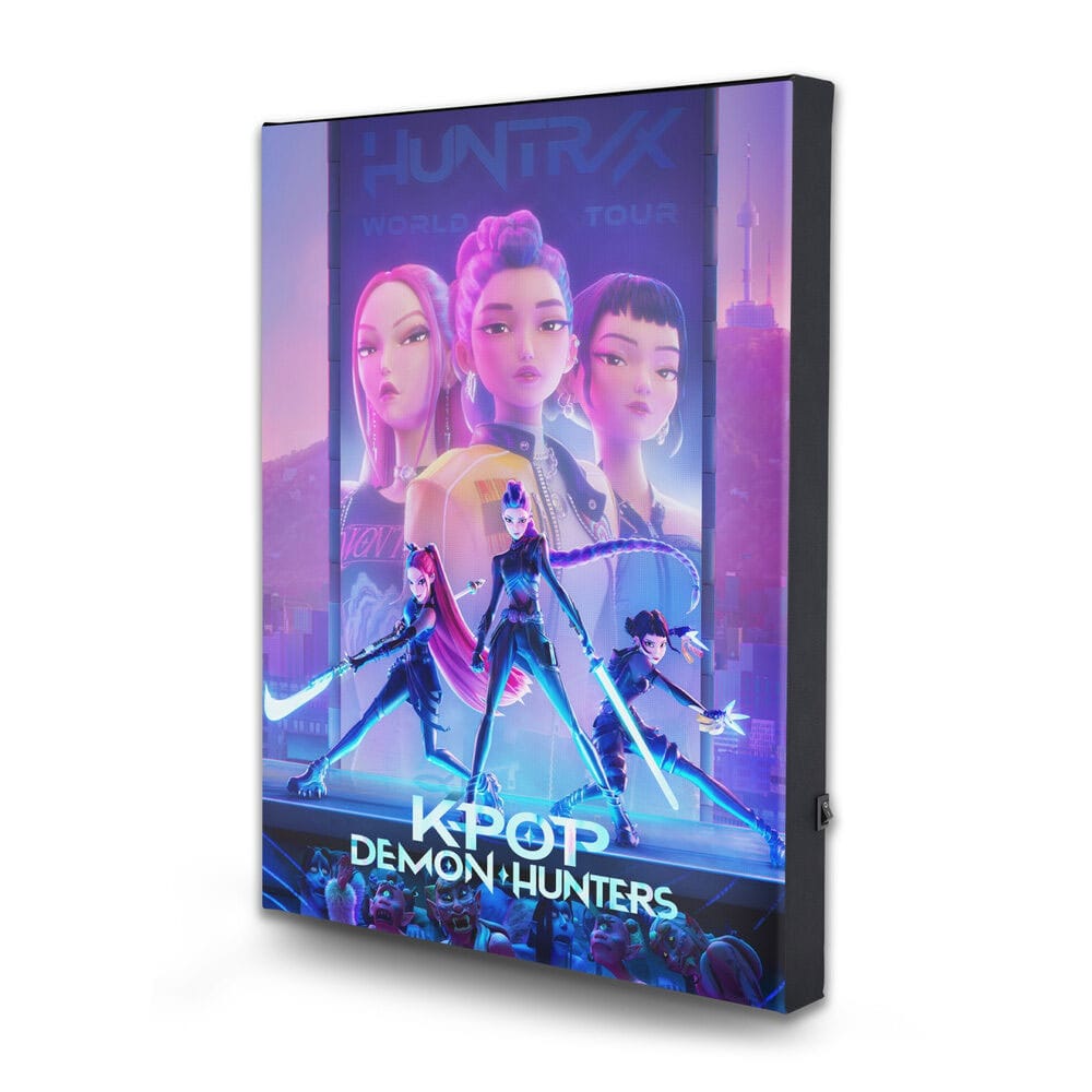 KPop Demon Hunters Tela Stampa con Luce LED - Poster da Parete 42x32 cm