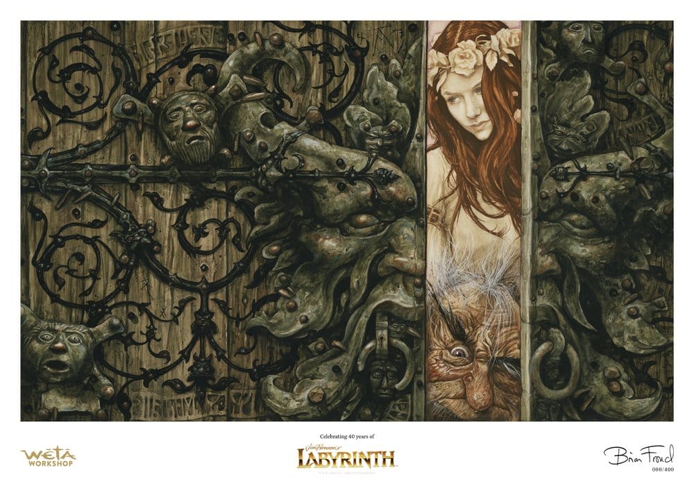 Stampa artistica Labyrinth di Weta Workshop - Sarah e Hoggle nel Labirinto, edizione limitata 30 x 42 cm