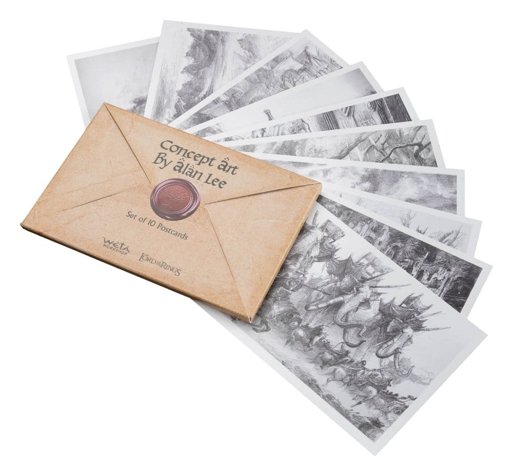 Set di 10 cartoline Il Signore degli Anelli con concept art di Alan Lee, 15 x 12 cm, Weta Workshop