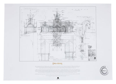 Il Signore degli Anelli Stampa d'Arte Blueprint La Stalla di Edoras 59 x 42 cm Weta Workshop