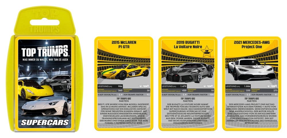 Super Cars Carte da Gioco Top Trumps Edizione Tedesca