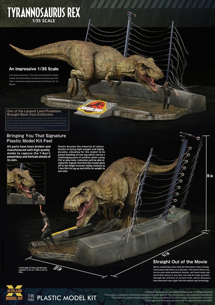 Jurassic Park Modellino in Plastica 1/35 Tyrannosaurus Rex 42 cm X-Plus