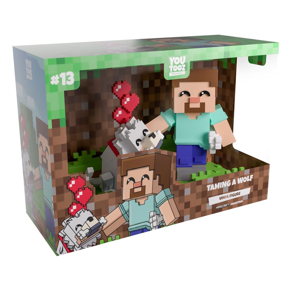Minecraft Figura in Vinile Steve e Lupo Addomesticato 10 cm - Youtooz