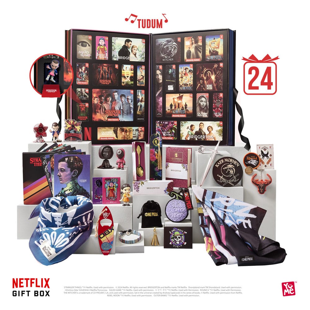 Netflix Gift Box Countdown – 24 esclusivi collezionabili da Stranger Things, Bridgerton, One Piece e altri – YuMe Toys