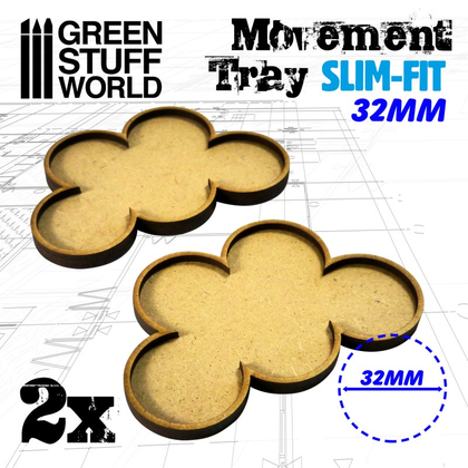 Green Stuff World - MDF Movement Trays 32mm x 5 - SLIM-FIT