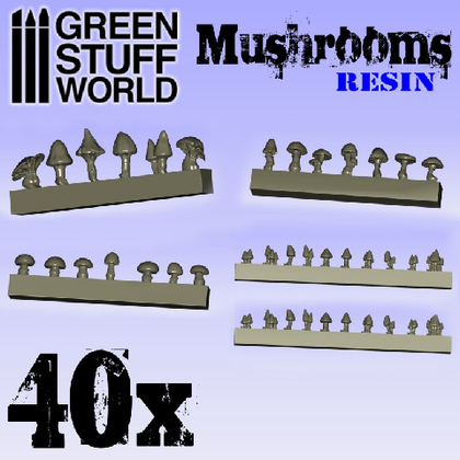 Green Stuff World - Scenary - 40x Resin Mushrooms and Toadstools