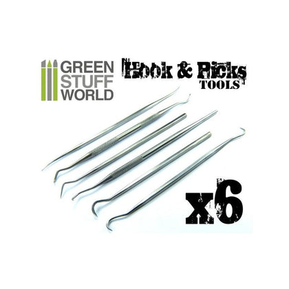 Green Stuff World - Tools - 6x Hook and Pick tool Set